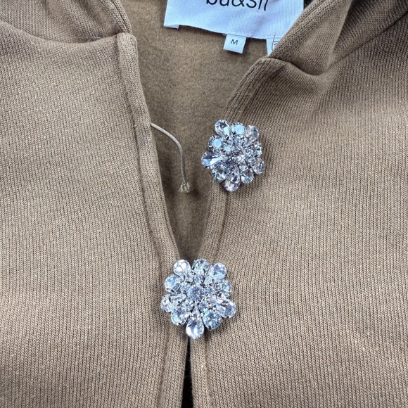 ba&sh Hoodie Women's M NWT Camel Puff Sleeve Embellished Hoodie Sweatshirt Chic - Picture 10 of 14